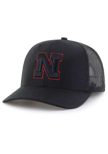 47 Black Nebraska Cornhuskers Outline Trucker Adjustable Hat