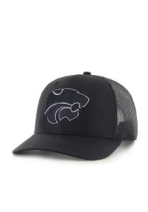 47 Black K-State Wildcats Outline Trucker Adjustable Hat