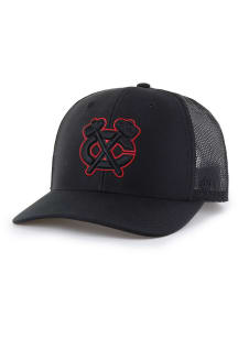 47 Chicago Blackhawks Outline Trucker Adjustable Hat - Black