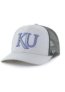 47 Kansas Jayhawks Outline Trucker Adjustable Hat - Grey