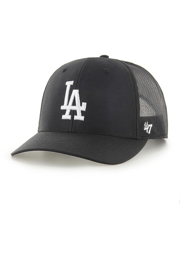 47 Los Angeles Dodgers BLACK White Logo Trucker Adjustable Hat