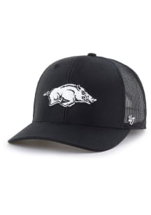47 Arkansas Razorbacks White Logo Trucker Adjustable Hat - Black