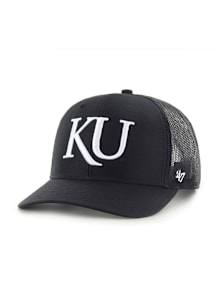 47 Kansas Jayhawks White Logo Trucker Adjustable Hat - Black