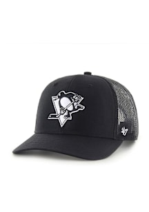 47 Pittsburgh Penguins White Logo Trucker Adjustable Hat - Black