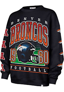 47 Denver Broncos Womens Navy Blue Go Big Crew Sweatshirt