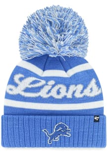 47 Detroit Lions Blue Spirited Cuff Pom Knit Womens Knit Hat
