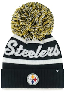 47 Pittsburgh Steelers Black Spirited Cuff Pom Knit Womens Knit Hat