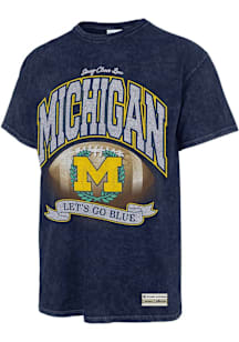 47 Michigan Wolverines Womens Blue Glitter Rally Tubular Short Sleeve T-Shirt
