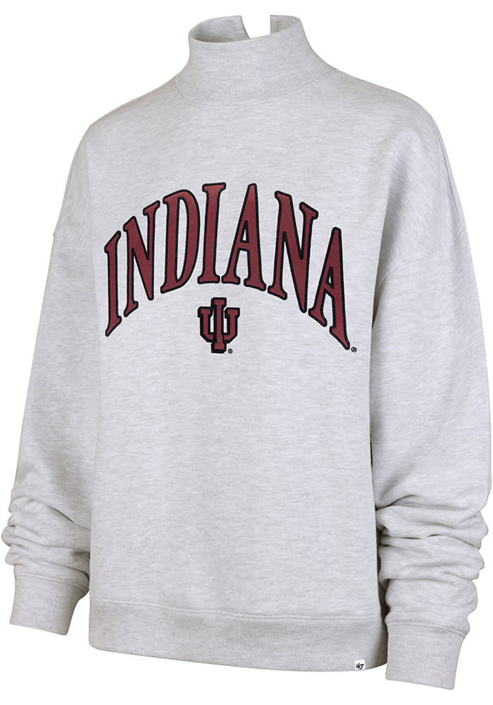 47 Womens GREY Indiana Hoosiers Vantage Mock Neck Long Sleeve Crew