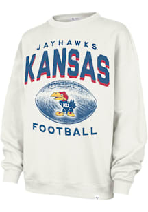 47 Kansas Jayhawks Womens White Arch Cloud Oversized Crew Sweatshirt