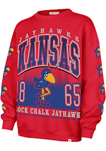 47 Kansas Jayhawks Womens Red Go Big Crew Sweatshirt