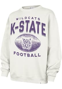 Womens K-State Wildcats White 47 Arch Cloud Oversized Crew Sweatshirt
