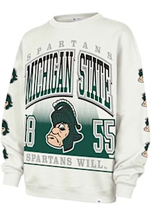47 Michigan State Spartans Womens White Go Big Crew Sweatshirt