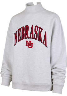 Womens Nebraska Cornhuskers Grey 47 Vantage Mock Neck Crew Sweatshirt