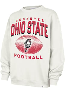 47 Ohio State Buckeyes Womens White Arch Cloud Oversized Crew Sweatshirt