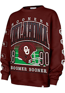 47 Oklahoma Sooners Womens Crimson Go Big Crew Sweatshirt