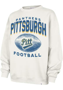 Womens Pitt Panthers White 47 Arch Cloud Oversized Crew Sweatshirt