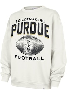 47 Purdue Boilermakers Womens White Arch Cloud Oversized Crew Sweatshirt