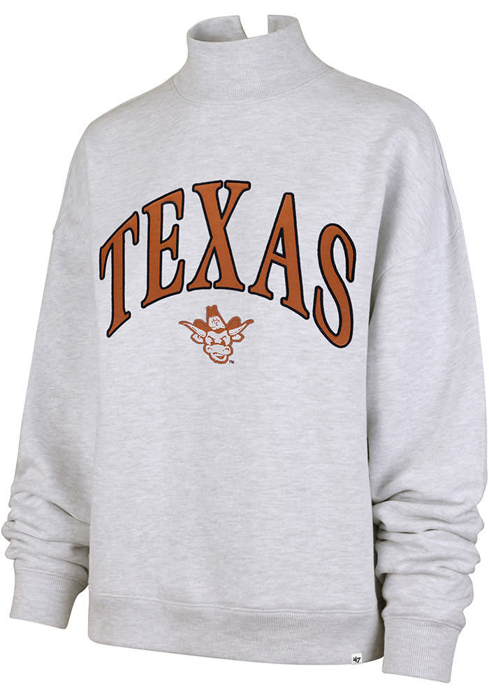 47 Texas Longhorns Womens Grey Vantage Mock Neck Crew Sweatshirt