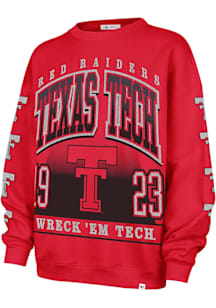 47 Texas Tech Red Raiders Womens Red Go Big Crew Sweatshirt