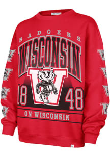 Womens Wisconsin Badgers Red 47 Go Big Crew Sweatshirt
