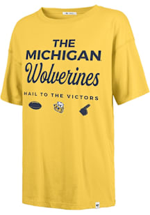 47 Michigan Wolverines Womens Yellow Show Off Sadie Short Sleeve T-Shirt