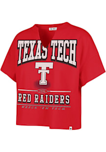 47 Texas Tech Red Raiders Womens Red Elation Oversized Notch Short Sleeve T-Shirt