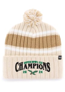 47 Philadelphia Eagles Ivory Super Bowl LIX Champs Plateau Mens Knit Hat