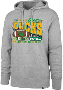 Mens Oregon Ducks Ash 47 2024 Big Ten Football Championship Headline Football Long Sleeve Fashio..