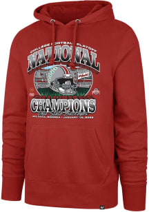 Mens Ohio State Buckeyes Red 47 2024 National Champions Headlinie Long Sleeve Fashion Hood