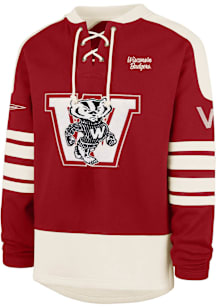 47 Wisconsin Badgers Mens Red Sweep Check Eternal Lacer Hockey Long Sleeve Fashion Sweatshirt