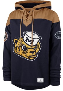 Mens Michigan Wolverines Blue 47 Flannagan Wingback Lacer Long Sleeve Fashion Hood