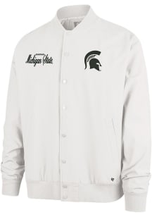 Mens Michigan State Spartans White 47 Euro Step Twill Bomber Medium Weight Jacket