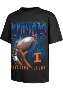 Illinois Fighting Illini Black 47 Football Fingertip Foundation Short Sleeve Fashion T Shirt