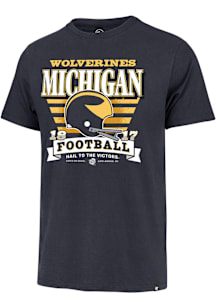 47 Michigan Wolverines Blue Stripe Splash Football Short Sleeve Fashion T Shirt