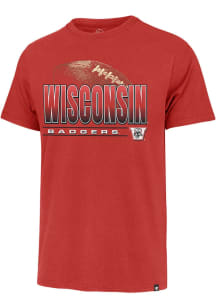 Wisconsin Badgers Red 47 Shadow Down Franklin Short Sleeve Fashion T Shirt