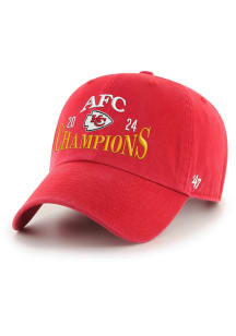47 Kansas City Chiefs 2024-25 Conference Champions Clean Up Adjustable Hat - Red