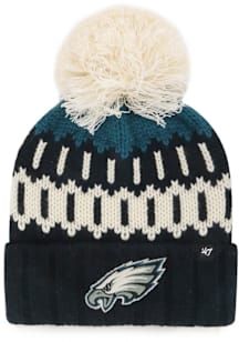 47 Philadelphia Eagles Black Felicity Cuff Knit with Pom Womens Knit Hat