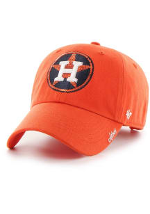 47 Houston Astros Orange Sparkle Clean Up Womens Adjustable Hat