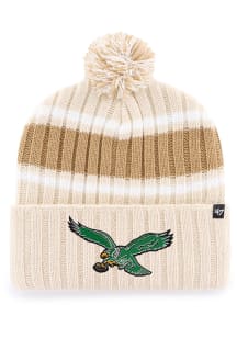 47 Philadelphia Eagles Ivory Plateau Cuff Pom Mens Knit Hat