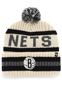 47 Brooklyn Nets Ivory Bering Cuff Pom Mens Knit Hat