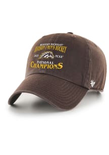 47 Western Michigan Broncos 2025 NCAA Hockey Champs Clean Up Adjustable Hat - Brown