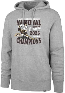 47 Western Michigan Broncos Mens Grey 2025 National Mens Hockey Champions Long Sleeve Hoodie