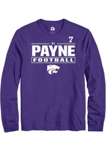 VJ Payne Rally Mens Purple K-State Wildcats NIL Stacked Box Tee