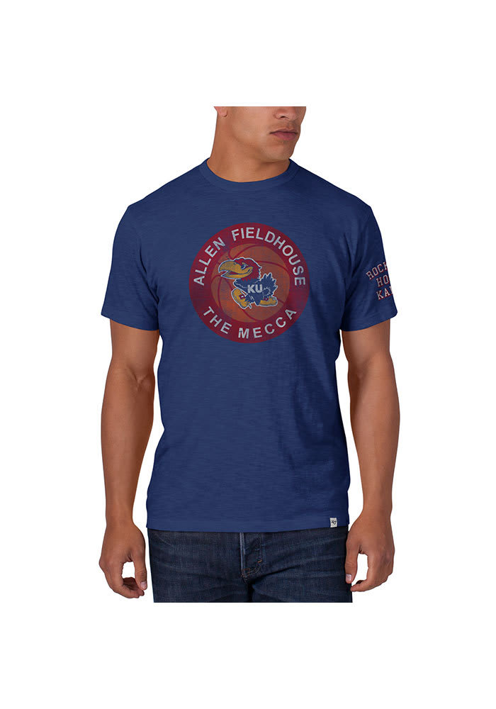 47 Kansas Jayhawks Blue Historical Allen Fieldhouse Short Sleeve Fashion T Shirt