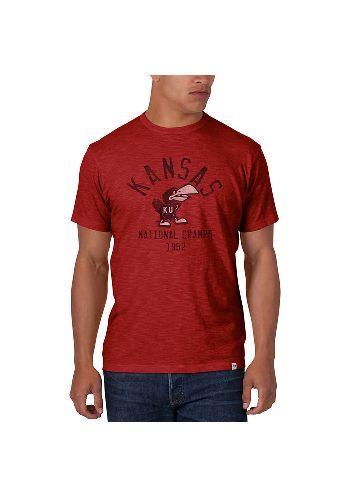 47 Kansas Jayhawks Red Historical 1952 National Champs Short Sleeve Fashion T Shirt
