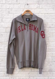 47 Oklahoma Sooners Mens Grey Striker Long Sleeve 1/4 Zip Fashion Pullover