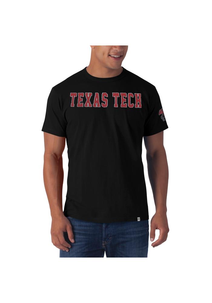 47 Texas Tech Red Raiders Black Appliqued Tech Short Sleeve Fashion T Shirt