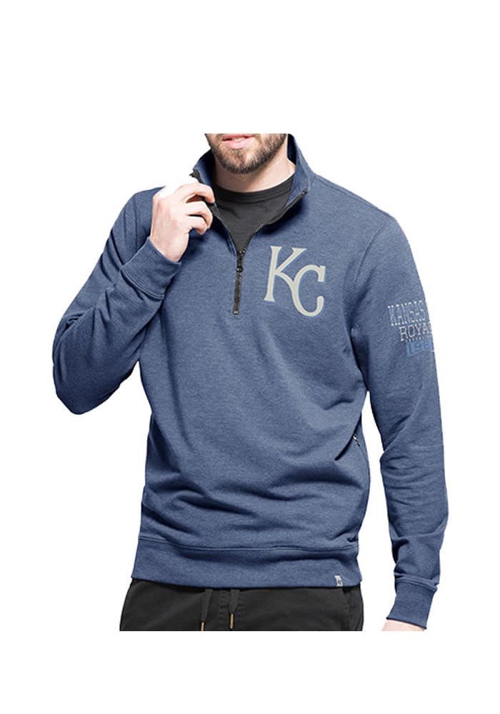47 Kansas City Royals Mens Blue Shift Peak Long Sleeve 1/4 Zip Pullover