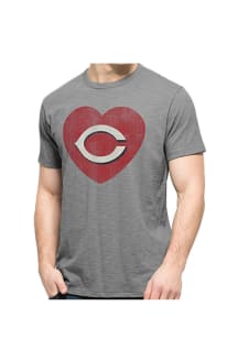 47 Cincinnati Reds Grey Heart Scrum Short Sleeve Fashion T Shirt